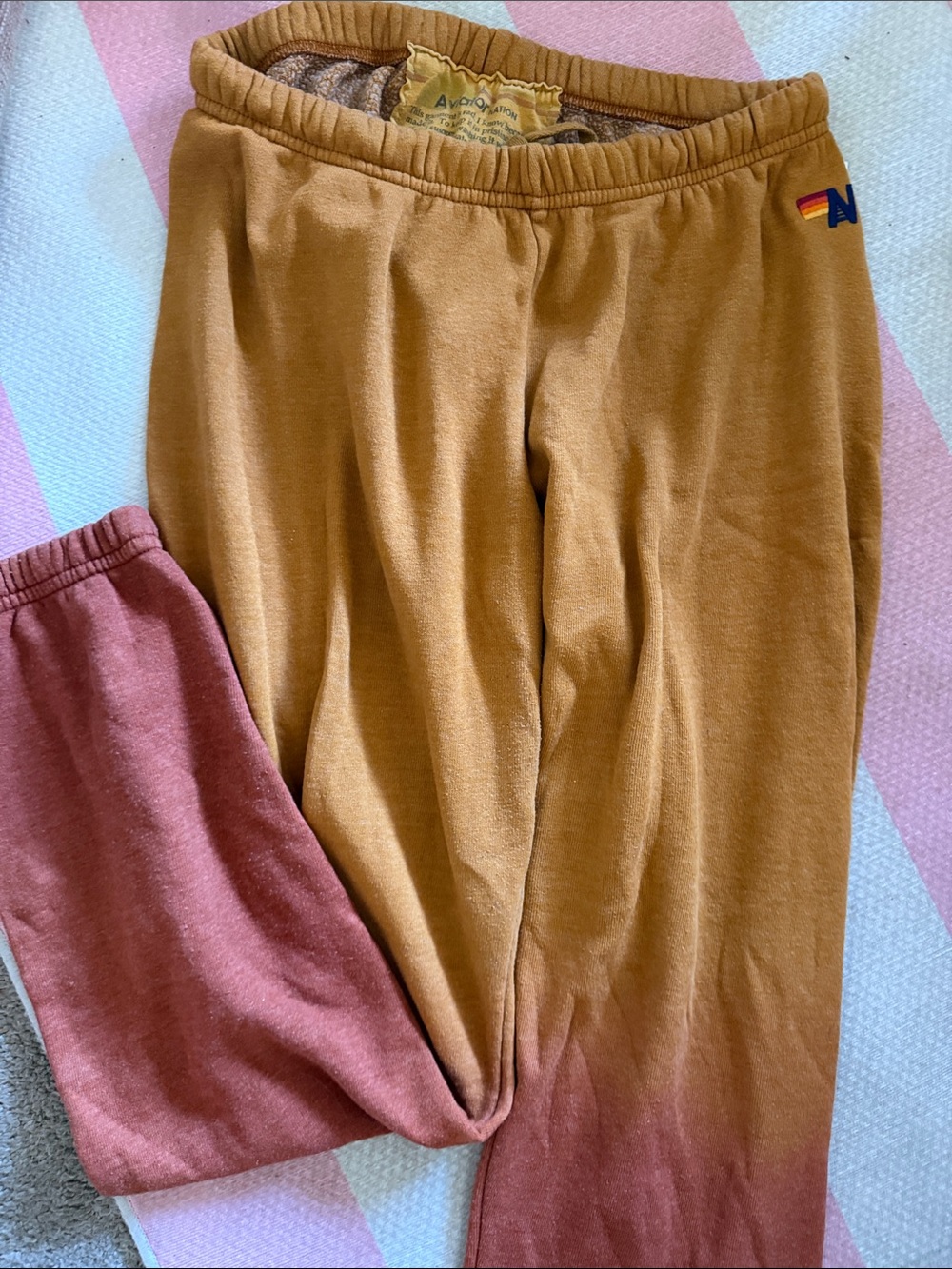 Aviator Nation Ombre Track Pants in Mustard to Rust